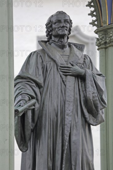 Melanchthon Monument, Philipp Melanchthon, monument, scroll, market square, Luther city Wittenberg,