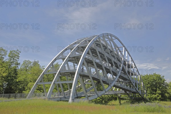 Bitterfeld Arch by architect Claus Bury, arch bridge 81m long 28m high 14m wide, modern art, steel