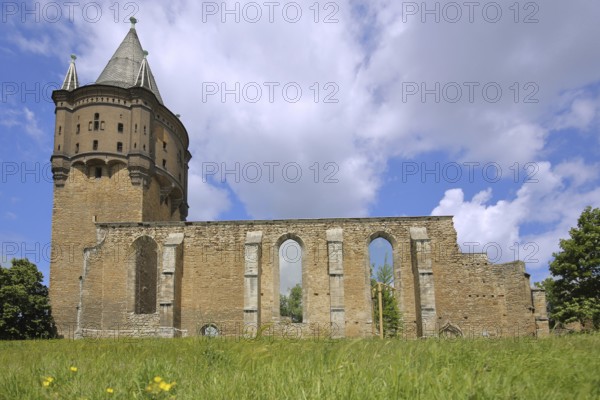 Romanesque church ruins of St Sixti, tower, Merseburg, Saxony-Anhalt, Germany