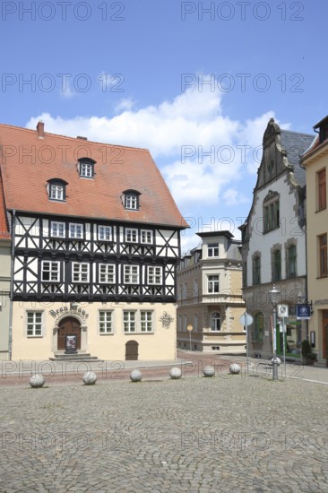 Half-timbered house Altdeutscher Hof, Köthen, Saxony-Anhalt, Germany