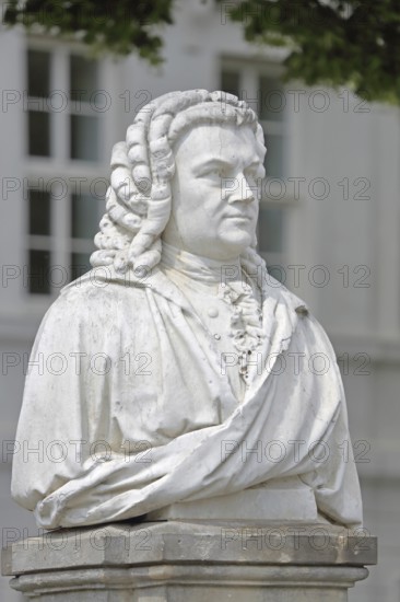 Bach monument, bust, Johann Sebastian Bach, sculpture, inscription, memorial, Bachplatz, Köthen,