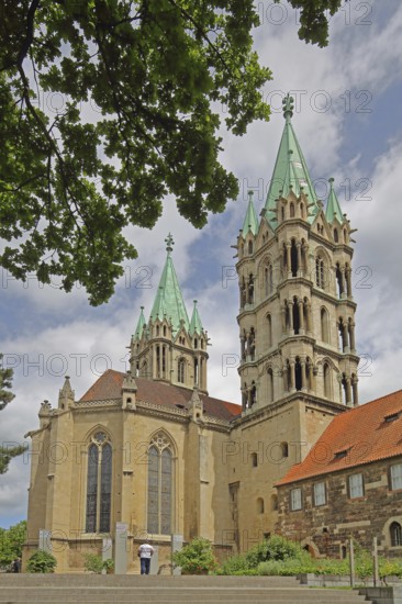 Late Romanesque UNESCO Cathedral of St Peter and Paul with twin towers, landmark, Saale, Naumburg,