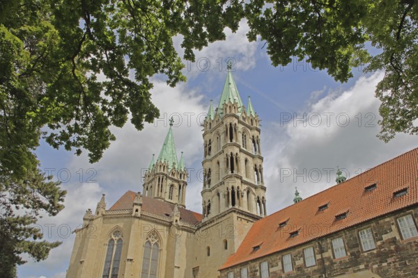 Late Romanesque UNESCO cathedral with twin towers, landmark, St Peter and Paul, cathedral, Saale,