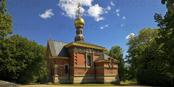 Russian Orthodox Church of All Saints, also known as the Russian Chapel, spa garden, Bad Homburg