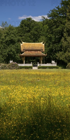 Thai-Sala 1, Thai pagoda in the spa gardens of Bad Homburg vor der Höhe, listed cultural monument,