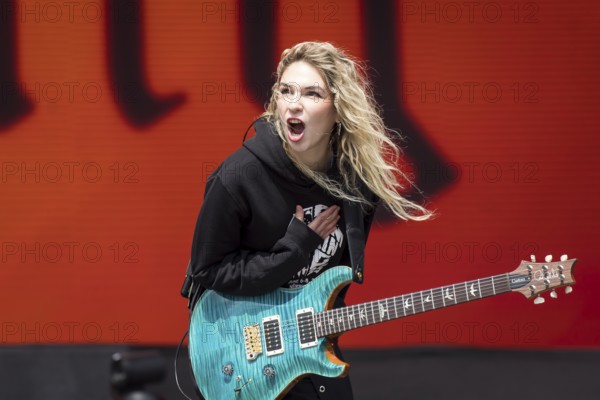 Daniela Villarreal Vélez, singer of The Warning at the Rock am Ring Festival on Sunday, Nürburgring