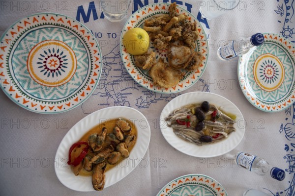 Greek meze or appetisers, Pelion peninsula or Pelion, Thessaly, Greece
