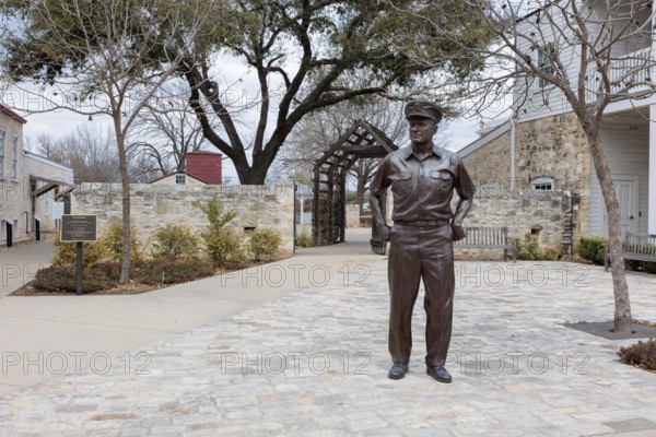 Bronze sculpture of Admiral Chester W. Nimitz by artist Rip Caswell at the Nimitzplatz plaza in
