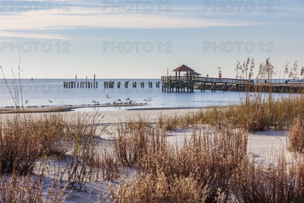 Fishing pier in the Gulf of Mexico at Gulfport, Mississippi, USA