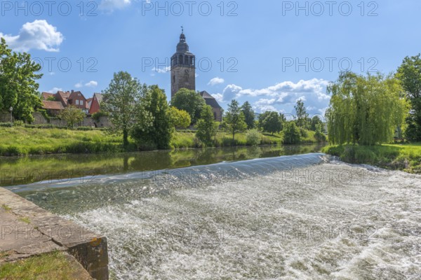St. Crucis Church, Bad Sooden, Allendorf, Allendorf district, church tower, tower clock, town wall,