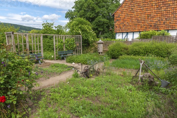 Church and Bible garden of St. Crucis Church, Bad Sooden, Allendorf, Allendorf district, symbol of
