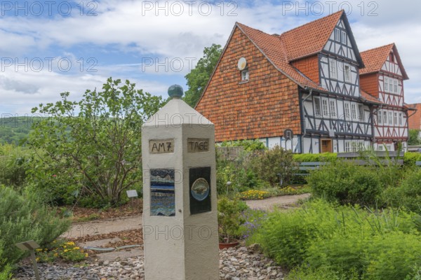 Church and Bible garden of St Crucis Church, Bad Sooden, Allendorf, Allendorf district, symbol of