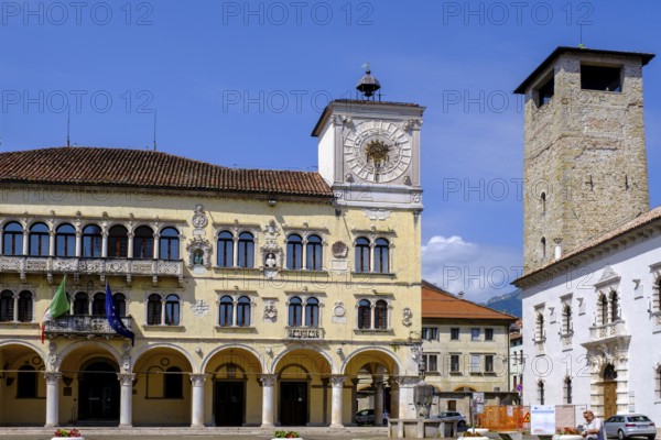 Palazzo dei Rettori, Torre Civica, Piazza Duomo, historic centre, Belluno, Veneto, Italy