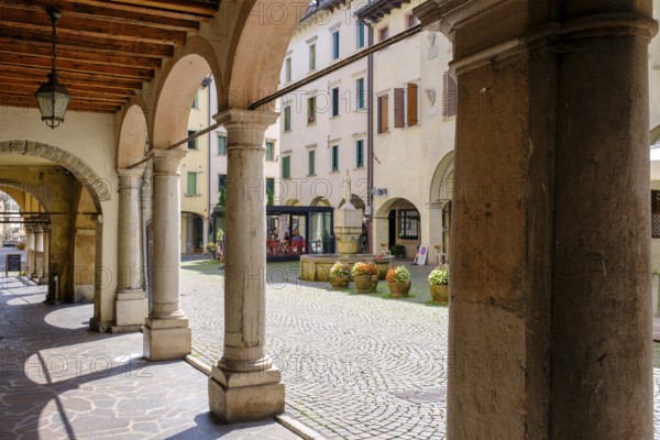 Piazza Mercato, historic city centre, Belluno, Veneto, Italy