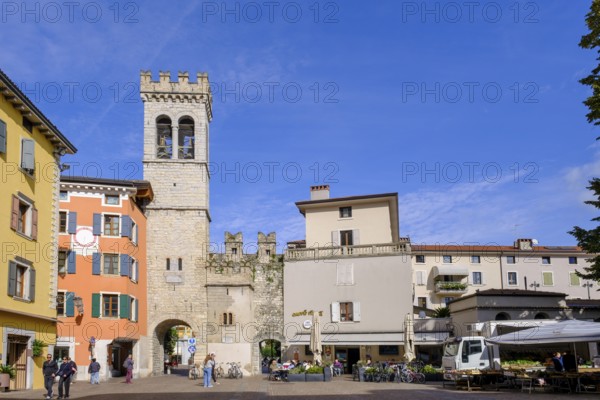 Porta di San Michele, town gate, Piazza Cavour, Riva del Garda, Lake Garda, Trentino, Italy