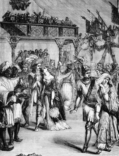 Costume ball in honour of General William Howe, 5th Viscount Howe, (10 August 1729 to 12 July