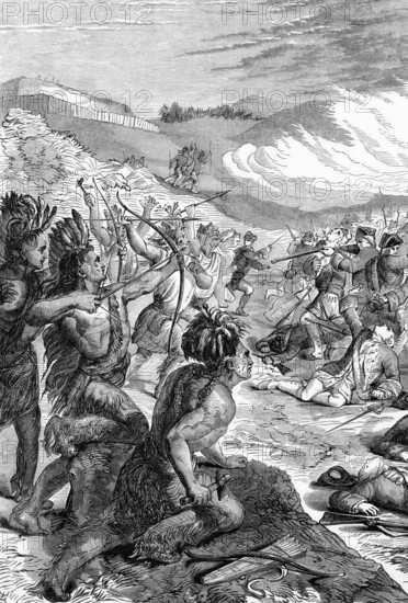 The death of General Edward Braddock, a British soldier and commander-in-chief of the 13 British