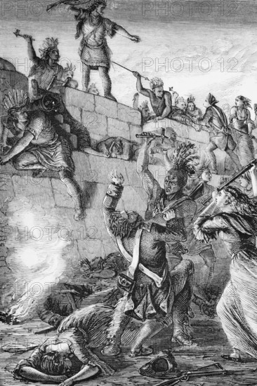 Iroquois attackers at the Battle of Wyoming, an encounter during the American War of Independence