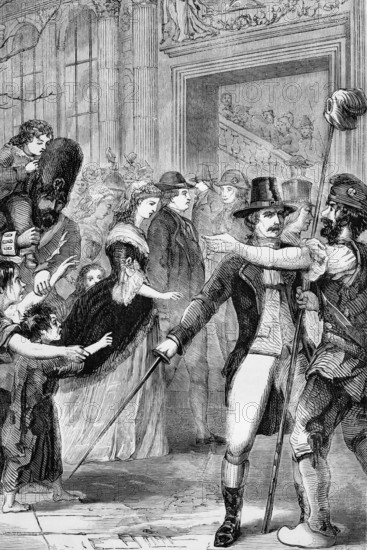 The French royal family is led to the National Assembly, August 1792, during the French Revolution,