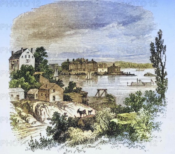 Turtle Bay and Blackwells Island, New York, 1870s, America, digital reproduction from American