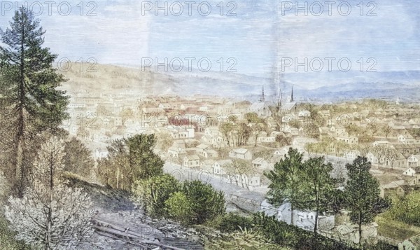 Ithaca and Cornell University, New York State, c. 1870, America, digital reproduction from American