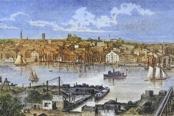 Baltimore, Maryland, 1870s, America, digital reproduction from American Pictures, drawn with pen