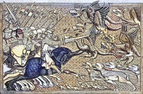 How Alexander fought the dragons and a species of animal called the Scorpion. After a miniature