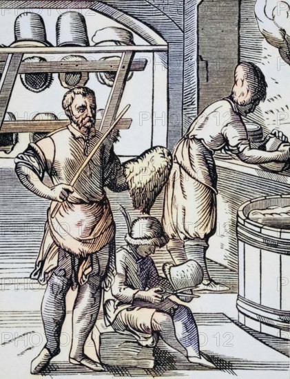 Hatter. Reproduction of a woodcut from the 16th century by Jost Amman from the 19th century,