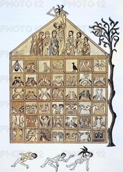 Cross-section of Noah's Ark from a 12th century manuscript commenting on the Apocalypse from