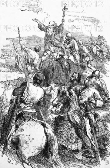 Crusaders arrive within sight of Jerusalem during the Second Crusade from 1147 to 1149 AD, digital