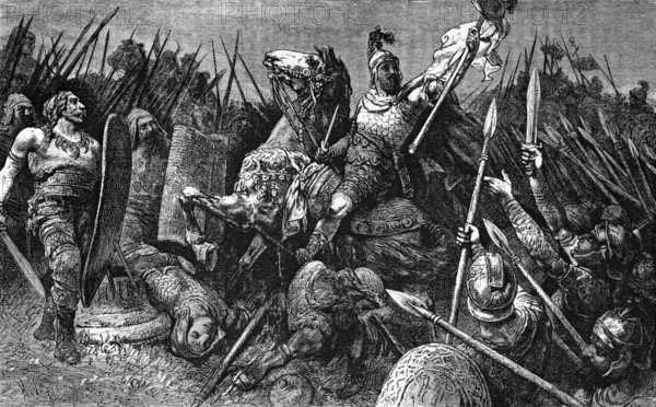 Belisar leads the Roman army against the Goths in 533 AD, digital reproduction of a historical