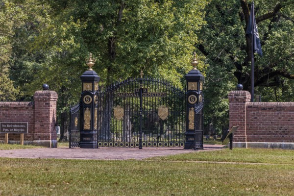 Iron gates at the entrance to the US National Cemetery in the Shiloh National Military Park in