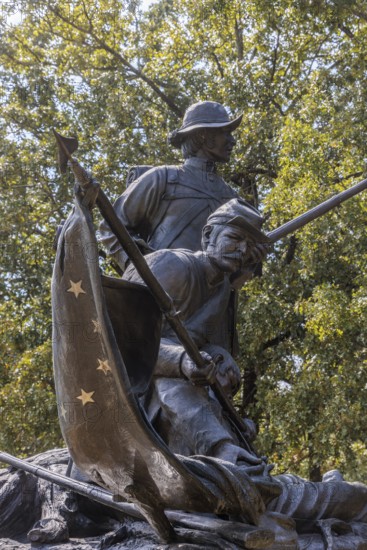 Close up detail of the Tennessee Passing of Honor Monument in the Shiloh National Military Park
