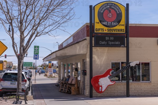Gift and souvenir shop at Standin' on a Corner Park in downtown Winslow, Arizona