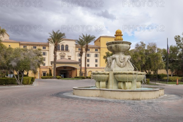 Fountain at the entrance of Hilton Lake Las Vegas Resort and Spa at Lake Las Vegas in Henderson,