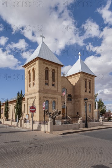 Basilica of San Albino is a Roman Catholic church built of fired brick across from Mesilla Plaza in