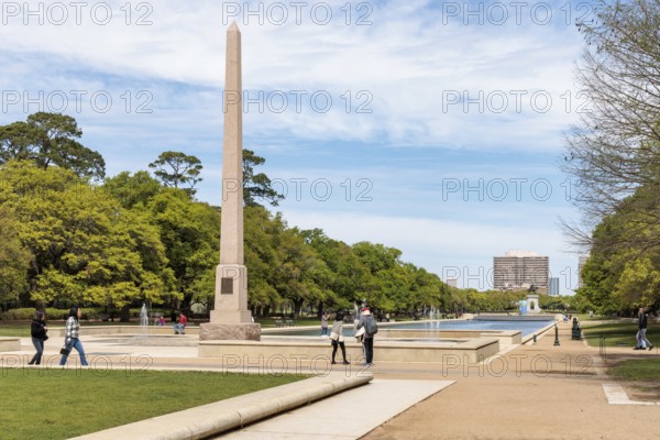 Pioneer Memorial Obelisk and the Molly Ann Smith Plaza at the end of the Mary Gibbs and Jesse H.