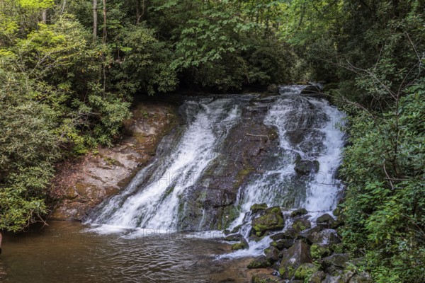 Indian Creek Falls along Deep Creek in the Great Smoky Mountains National Park near Bryson City,