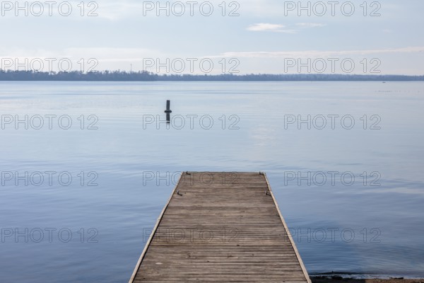 Wooden pier on Lake Seminole at the Corps of Engineers Eastbank Campground near the Florida state