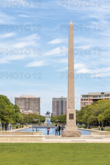 Pioneer Memorial Obelisk and the Molly Ann Smith Plaza at the end of the Mary Gibbs and Jesse H.