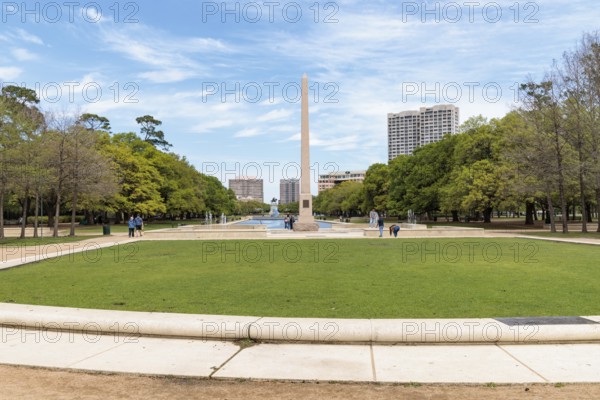 Pioneer Memorial Obelisk and the Molly Ann Smith Plaza at the end of the Mary Gibbs and Jesse H.