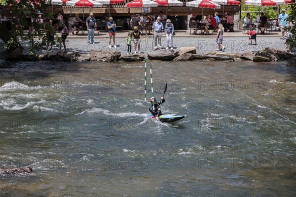 Olympian Evy Leibfarth practicing slalom runs at the Nantahala Outdoor Center near Bryson City,