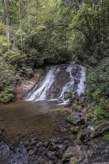 Indian Creek Falls along Deep Creek in the Great Smoky Mountains National Park near Bryson City,