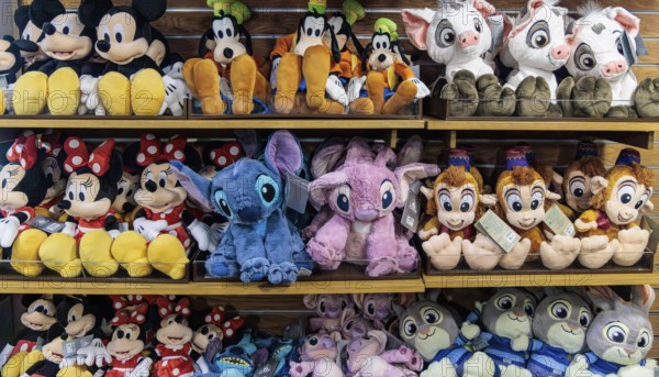 Stuffed character toys for sale at Walt Disney World Fort Wilderness campgrouund store in Orlando,