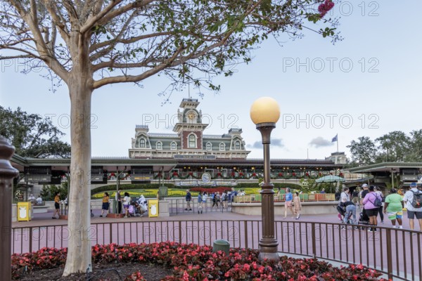 Walt Disney World Railroad station just inside the entrance to the Magic Kingdom at Walt Disney
