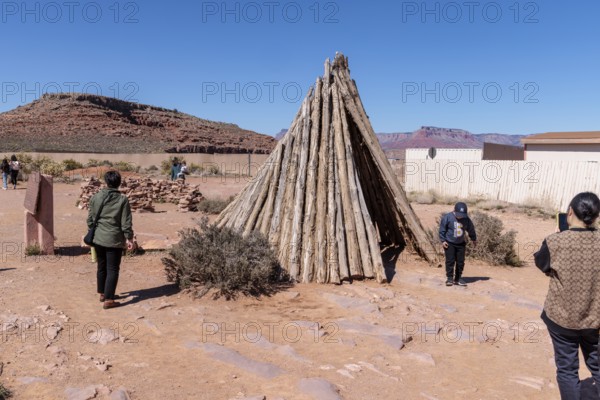 Hualapai wikiup exhibit teaches about native American culture at Grand Canyon West near Peach