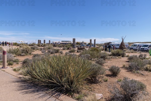 Natural vegetation and Native American cultural exhibits at the Eagle Point area of Grand Canyon