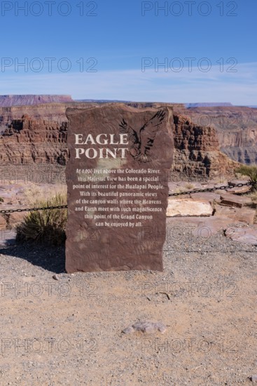 Sign with information about Eagle Point observation area at Grand Canyon West near Peach Springs,