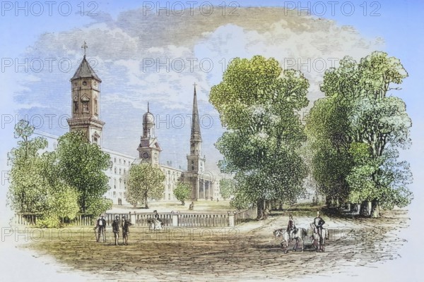Yale College, New Haven, Connecticut, 1870s, America, digital reproduction from American Pictures,