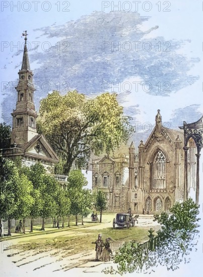 Saint Mark's Church in the Bowery, New York, 1870s, America, digital reproduction from American
